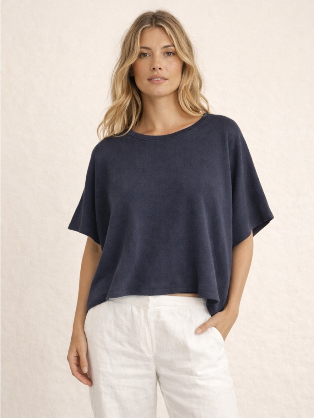 Frank & Eileen | Black Cotton Boxy Tee | Oversized Cropped Top | OS